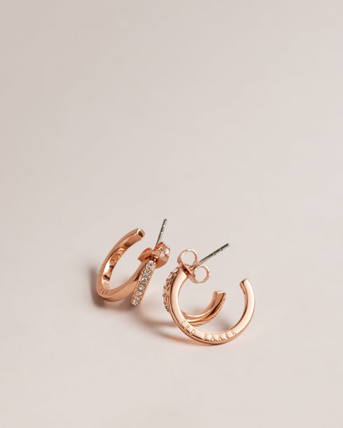 HELIAS-Jewellery-Need A New Go-to Piece? Meet Helias Our Dazzling Double Huggie Hoop Earrings. These Statement Earrings Feature A Striking Contrasting Texture With One Hoop Adorned With Shimmering Crystals For An Extra Touch Of Glamour. Double huggie hoop earrings Contrasting texture One crystal embellished hoop Engraved logo Stud back Comes in Ted Baker branded gift box- Ted Baker Romania